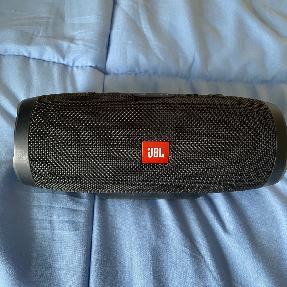 JBL Black Portable Speaker with Bluetooth and Rugged Design in mint condition.